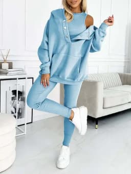 Dámská tepláková souprava 2 díly bunda na zip a kalhoty podzim zima streetwear patchwork Y2K - náhled 7