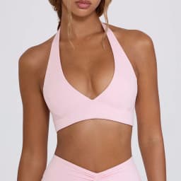 Dámský jógový set camisole bez ramínek nude barva se zvonovými nohavicemi - náhled 4