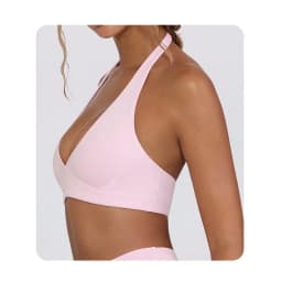 Dámský jógový set camisole bez ramínek nude barva se zvonovými nohavicemi - náhled 5
