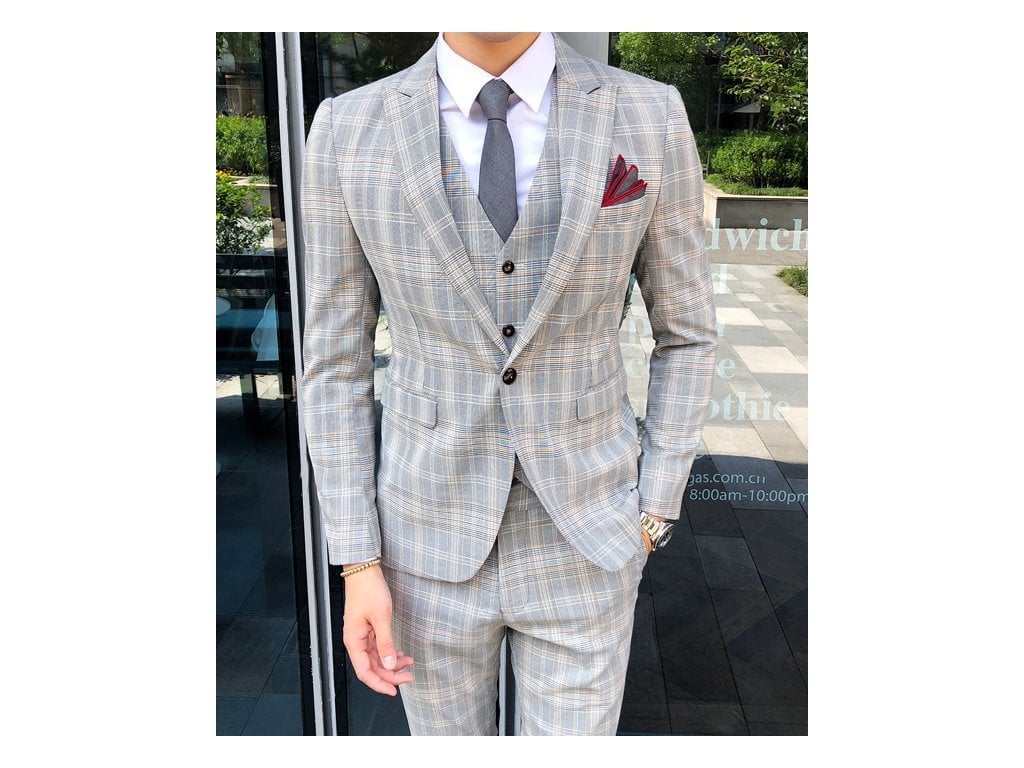 Elegantní Pánský Oblek - Kalhoty + Sako "grey"