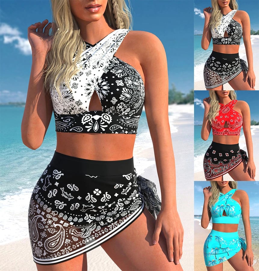 Dámské dvoudílné bikiny, plavky s kapkami vody, s kříženým zavazováním, letní plážové oblečení, velikost S-6XL