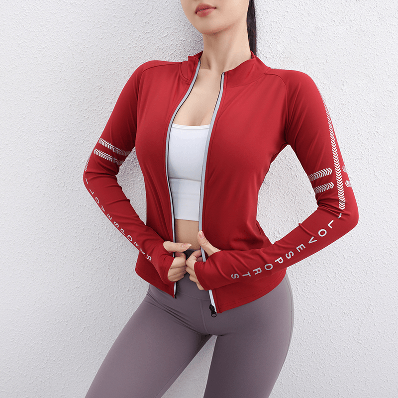 Women's Athletic Zip Up Jacket Fast Drying Fleece Sports Track Sweater Workout Activewear