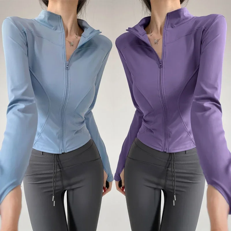 Women's Quick Dry Yoga Jacket Long Sleeve Zip Up Running Fitness Top Athletic Activewear S-3XL