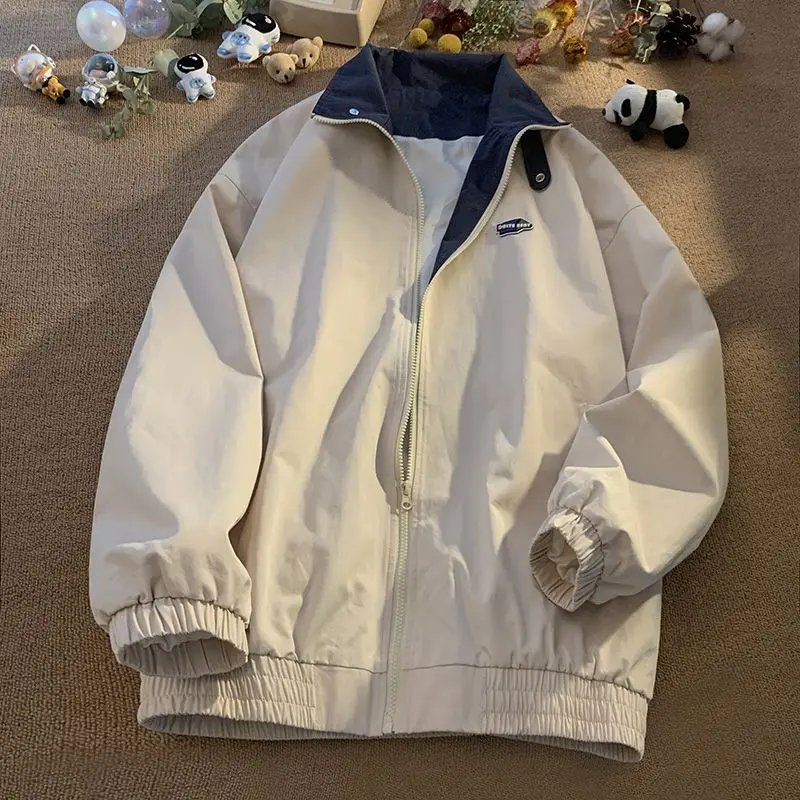 Dámská oversized vintage větrovka Y2K - japonský podzimní kabát Harajuku Streetwear