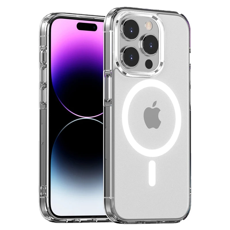 Průhledný kryt MagSafe pro iPhone 11, 12, 13, 14, 15, Pro Max XR XS, s bezdrátovým nabíjením