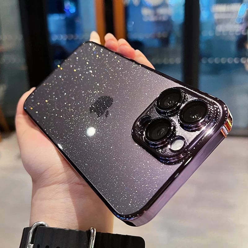 Průhledný třpytivý kryt pro iPhone, nárazuvzdorný pevný kryt pro iPhone 12 13 14 15 16 Pro Max