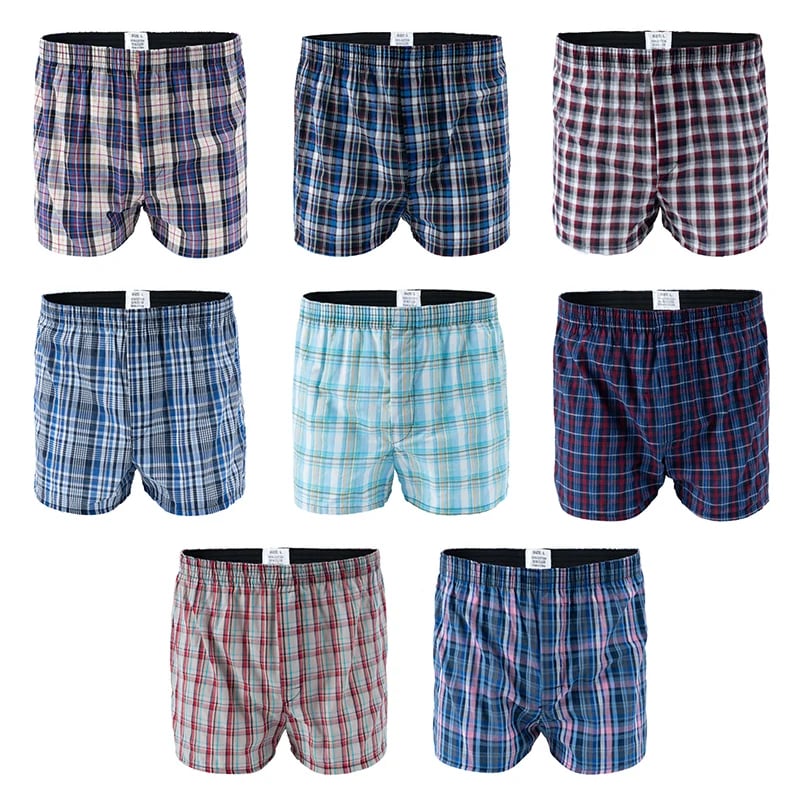 Pánské bavlněné boxerky pruhované a kárované pohodlné domácí spodní prádlo XS-3XL