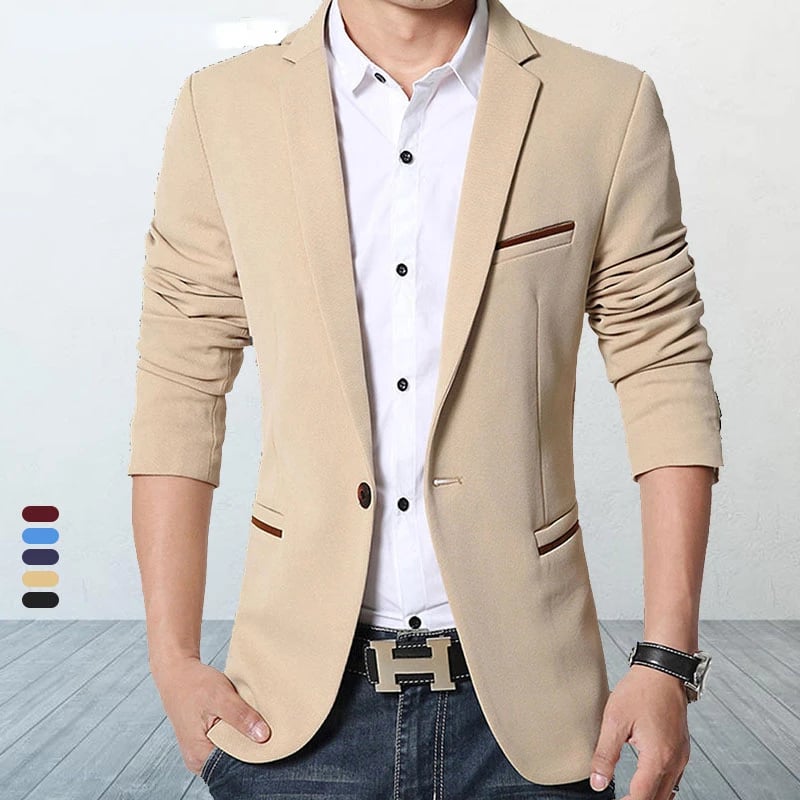 Pánský módní slim fit blazer - elegantní společenský kabát pro muže M-5XL