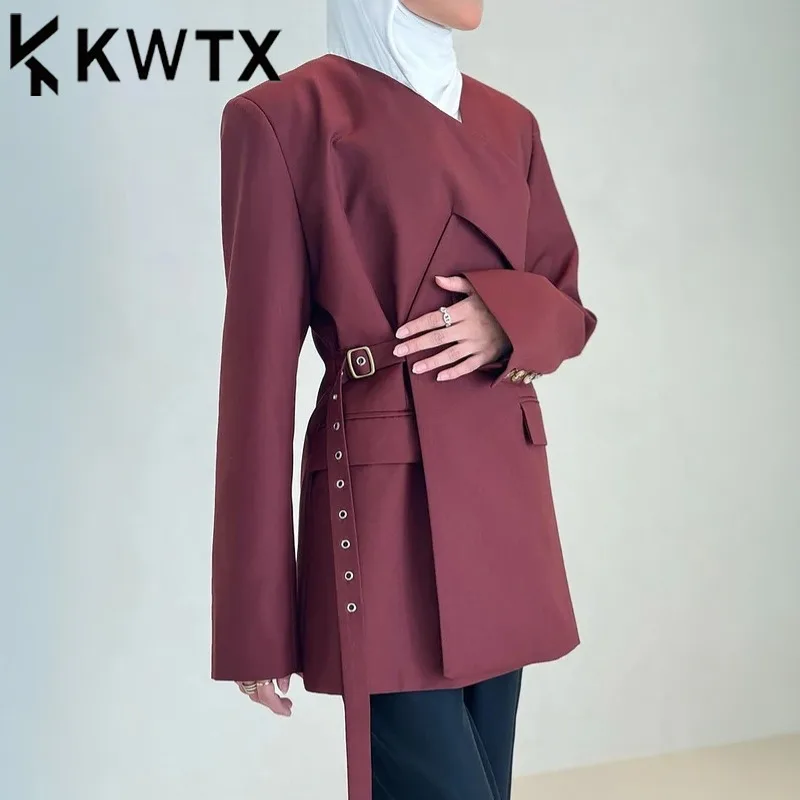 Dámské asymetrické sako elegantní jarní módní bunda slim fit kancelářský styl S-XL