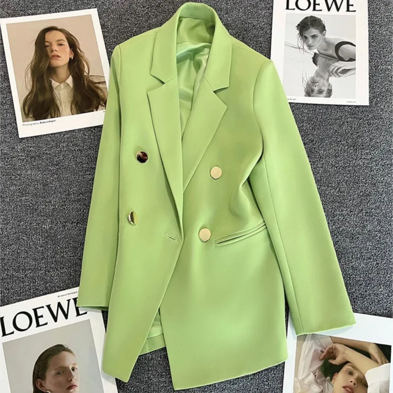 Dámské elegantní sako jarní/podzimní kancelářský styl módní jednobarevný lehký kabátek