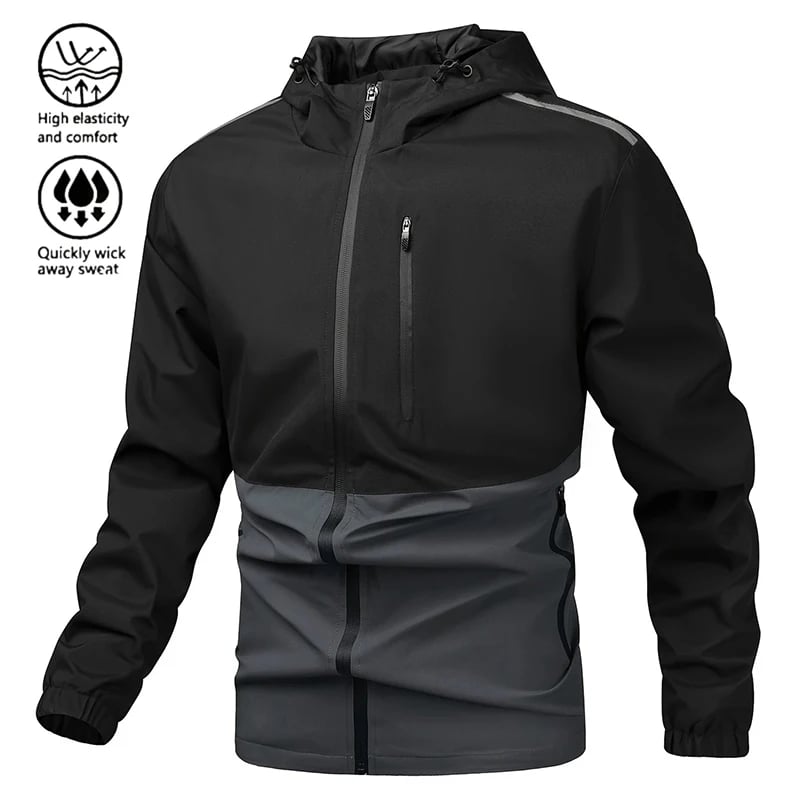 Pánská nepromokavá bunda s kapucí - outdoor sportovní vícevrstvý kabát do přírody