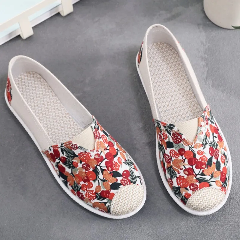 Dámské plátěné slip on mokasíny s pásky casual Boho styl pohodlné