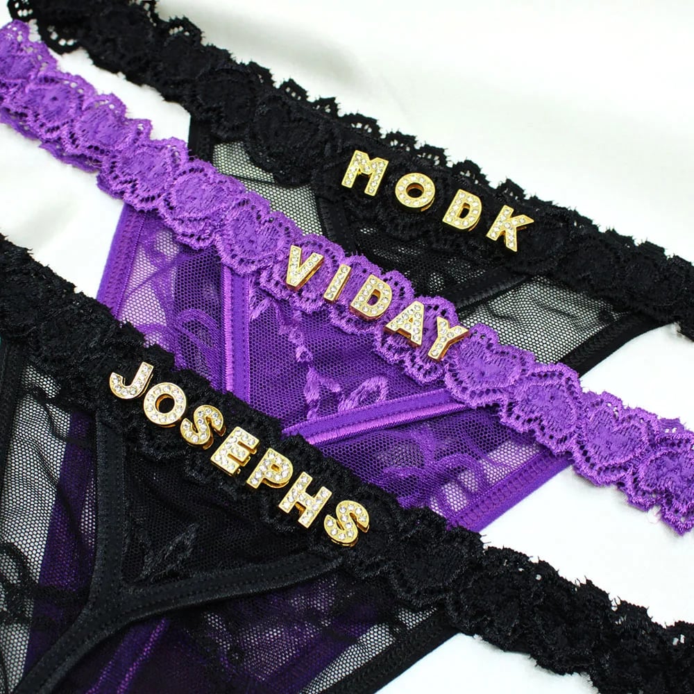 Vlastní jméno tanga písmena jméno sexy krajkové bikiny kalhotky personalizované tangá spodní prádlo spodní prádlo valentýnské dárky pro ženy