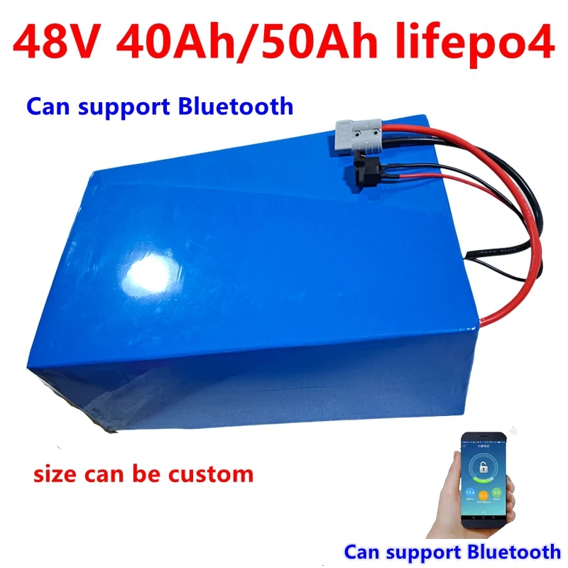 48V 50Ah Lifepo4 48V 40AH lithiová baterie Bluetooth BMS APP 16S pro 2000W skútr, kolo, tříkolku, loď, vozík + 5A nabíječka