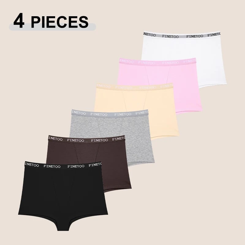 Nové 4 ks/sada bavlněných sportovních boxerek s písmeny pro ženy, jednobarevné, bezešvé, útulné spodky, módní měkké kalhotky pro chlapce, velikost S-XXL