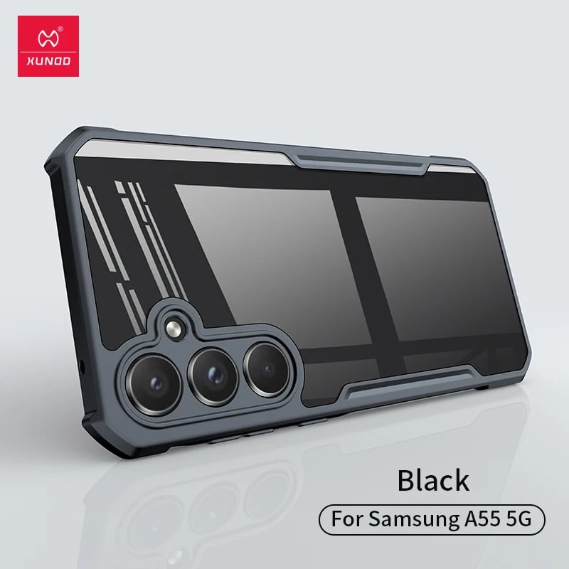 Pouzdro Xundd pro Samsung A55 5G Galaxy A55, nárazuvzdorné, s airbagem, akrylem a TPU zadní stranou, ultra průhledné