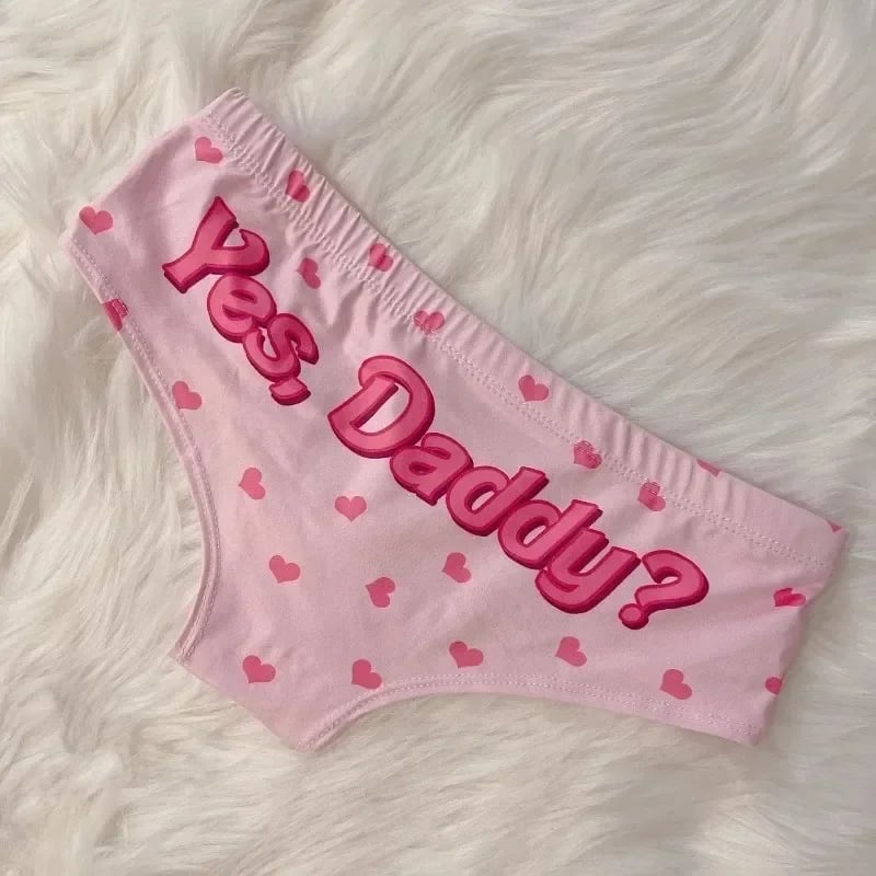 Ano, tati, roztomilé kreslené růžové tištěné dámské spodní prádlo, sexy kalhotky s potiskem, tanga, studentské kalhotky, erotické prádlo