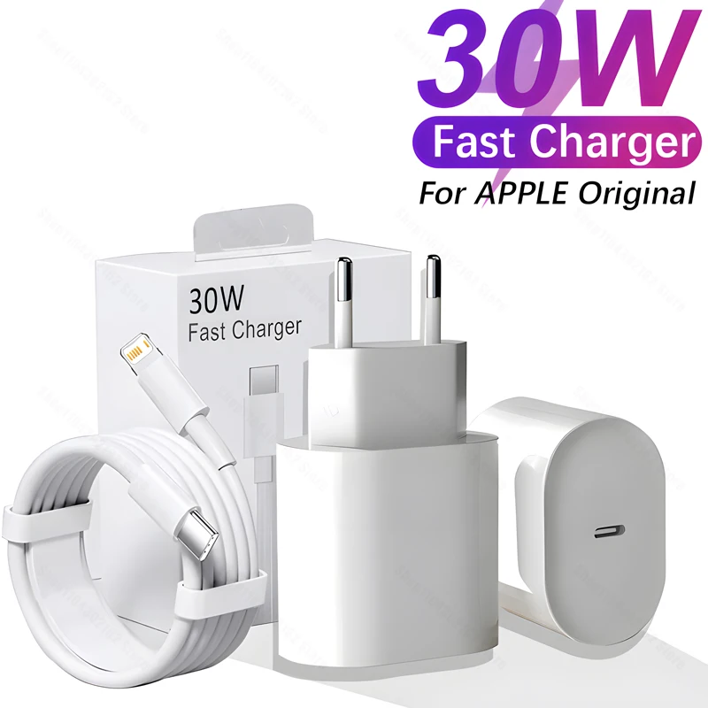 Originální 30W rychlonabíječka pro APPLE iPhone 16 15 14 13 12 11 Pro Max USB-C Quick Charging X XS XR 8 Plus kabel telefonní příslušenství