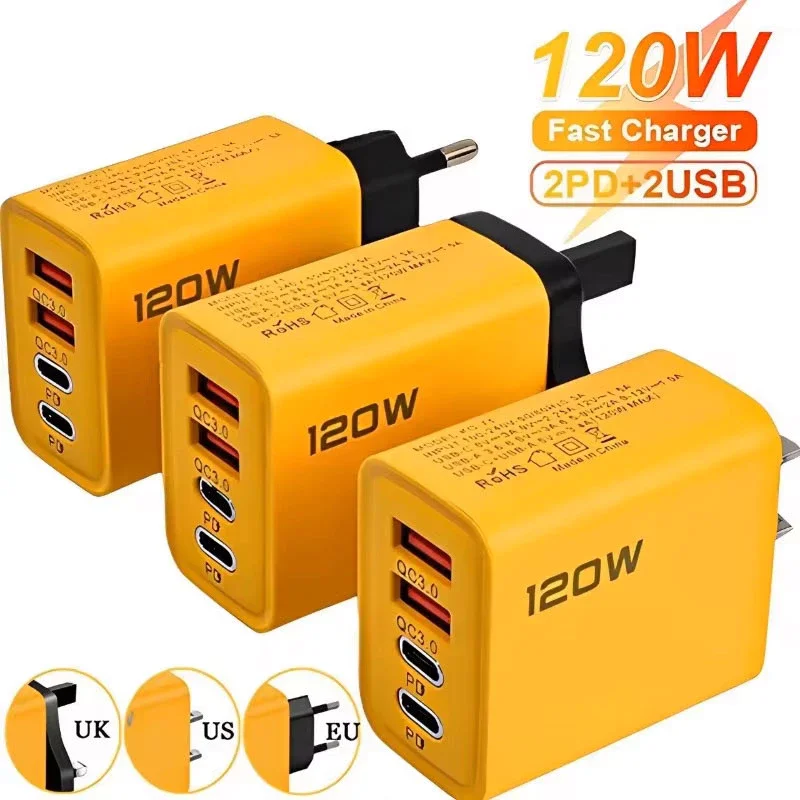 4portová USB-C PD nabíječka Quick Charge 3.0 typu C USB nabíječka telefonů s rychlonabíjecím adaptérem pro iPhone 16 15 Samsung Xiaomi Huawei