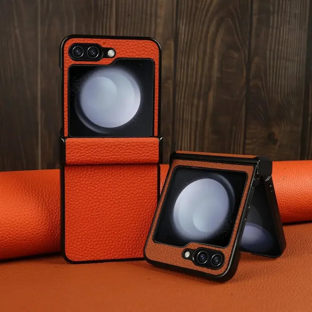 Luxusní ručně vyrobené pouzdro z pravé kůže pro Samsung Galaxy Z flip5, kryt na telefon Galaxy Z Flip 3 flip4, zadní skořepina a kryt