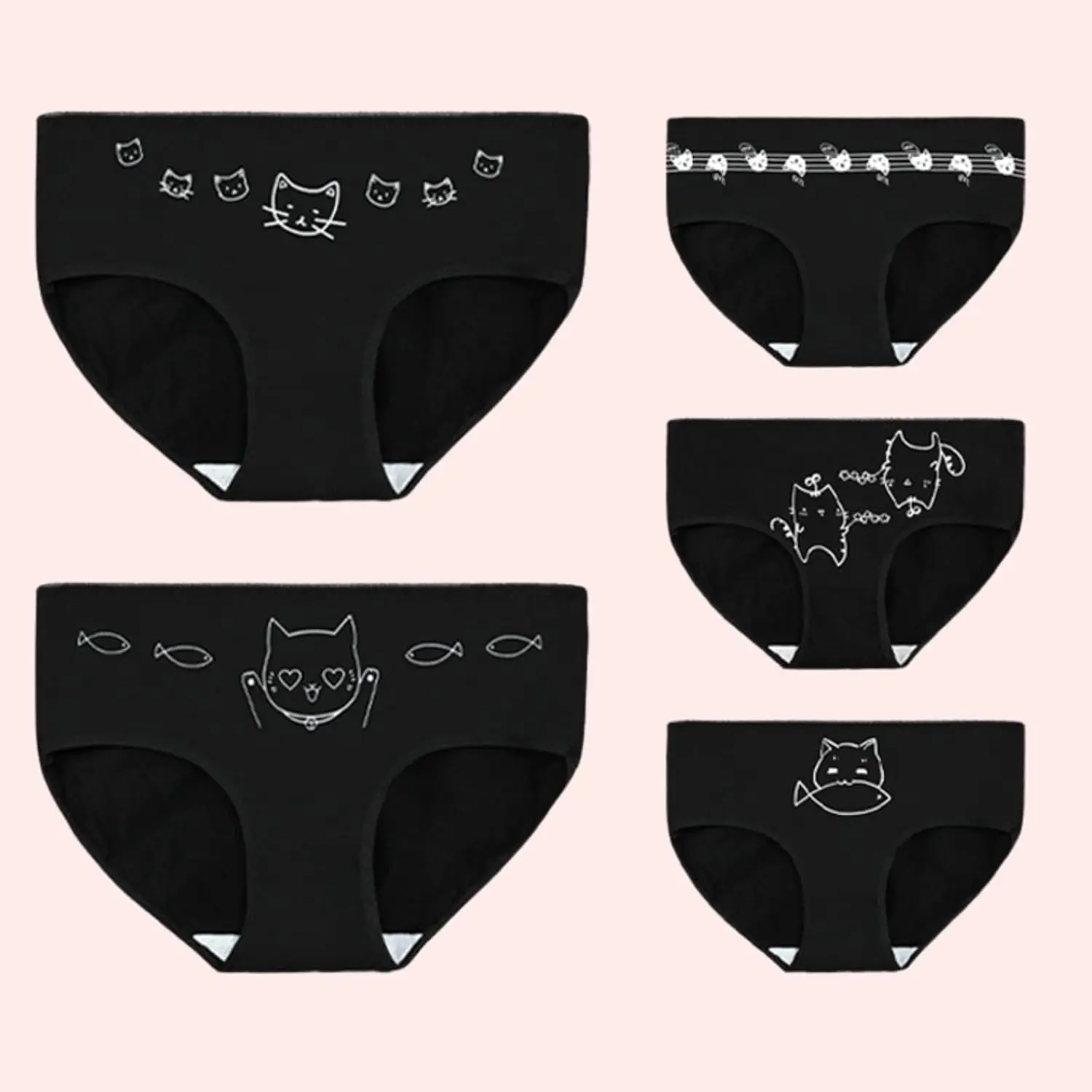 5 ks/sada bavlněných kreslených roztomilých kalhotek pro dívky, krátké spodní prádlo pro ženy