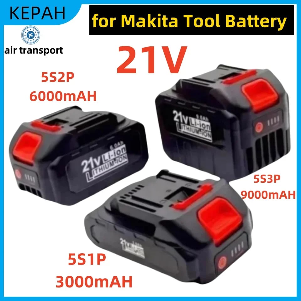 pro Makita 21V lithium-iontovou baterii 21V dobíjecí lithium-iontová baterie pro elektrické nářadí 3000mAh, 6000mAh, 9000mAh, 5S1P, 5S2P, 5S3P