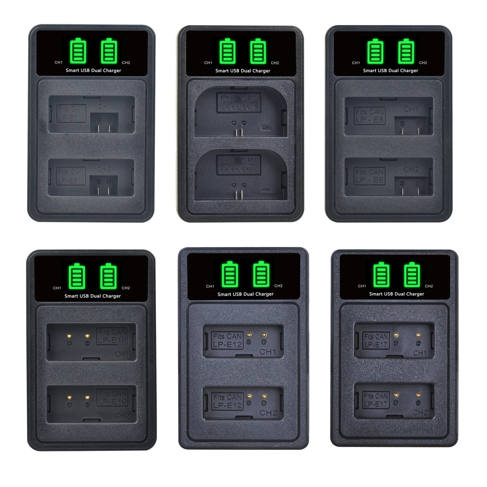 Nabíječka Pickle Power LP-E5 LP-E6 LP-E8 LP-E10 LP-E12 LP-E17 NB-6L NB-7L NB-10L NB-13L s dvojitým USB portem pro baterie fotoaparátů Canon