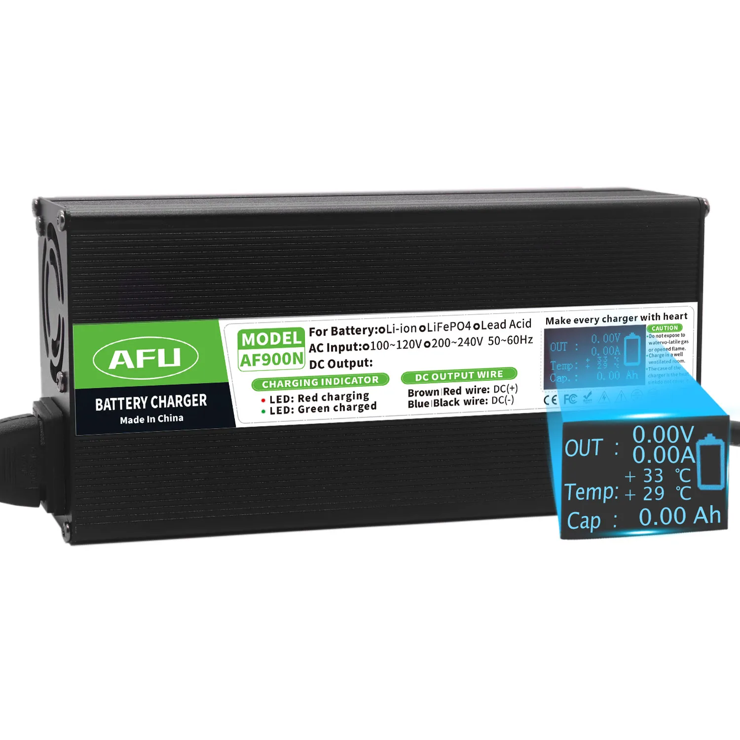 Nabíječka olověných baterií 72V 10A s displejem USD pro olověné baterie 82,8V AGM GEL VRLA OPZV s hliníkovým vysokým výkonem