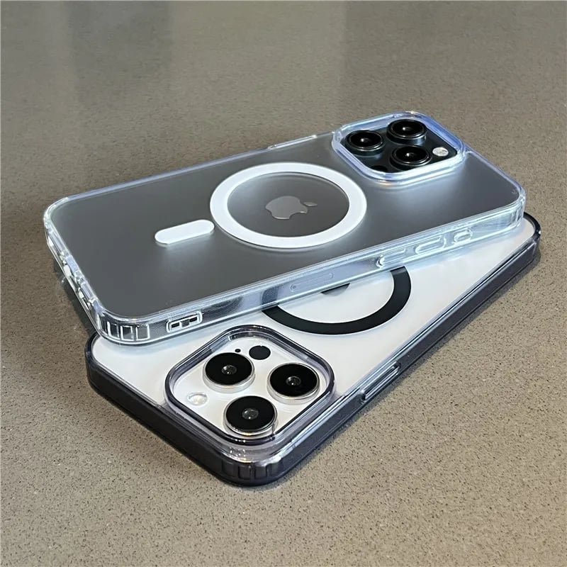 Pro magnetické bezdrátové nabíjecí pouzdro MagSafe pro iPhone 17 16 15 14 13 12 11 Pro Max Mini Plus průhledný nárazuvzdorný nárazník