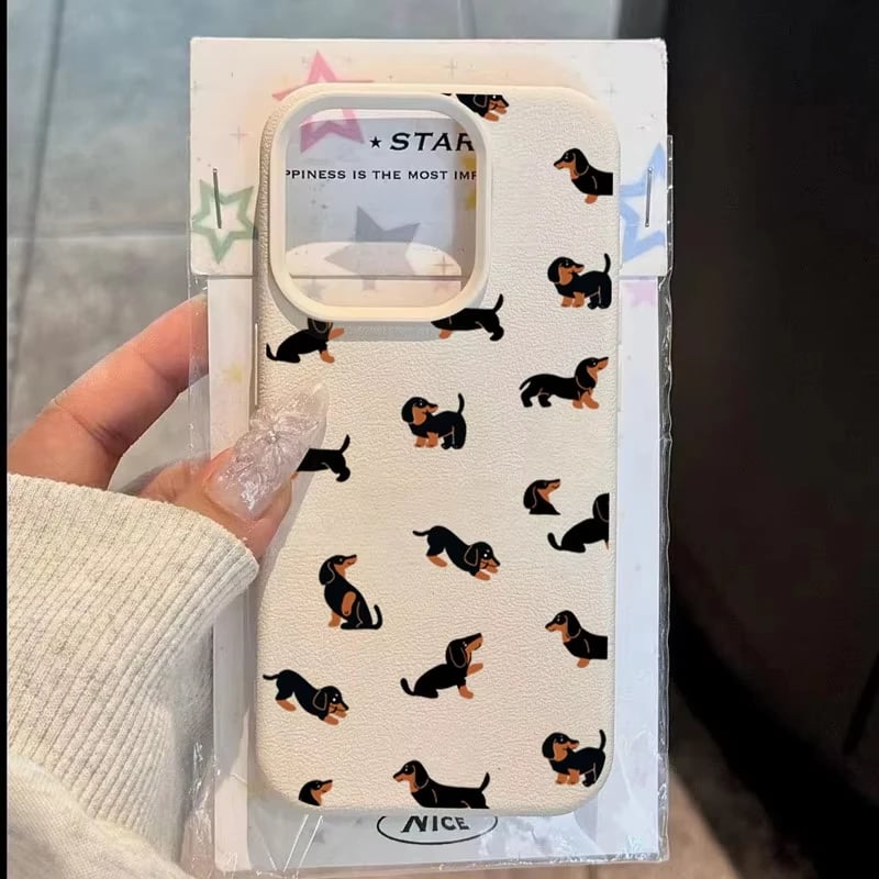 Kreativní minimalistický bílý matný TPU kryt s motivem jezevčíka pro iPhone 17 Air 16 15 14 13 12 11 Pro Max 17Pro X XS XR 16E Cover Funda