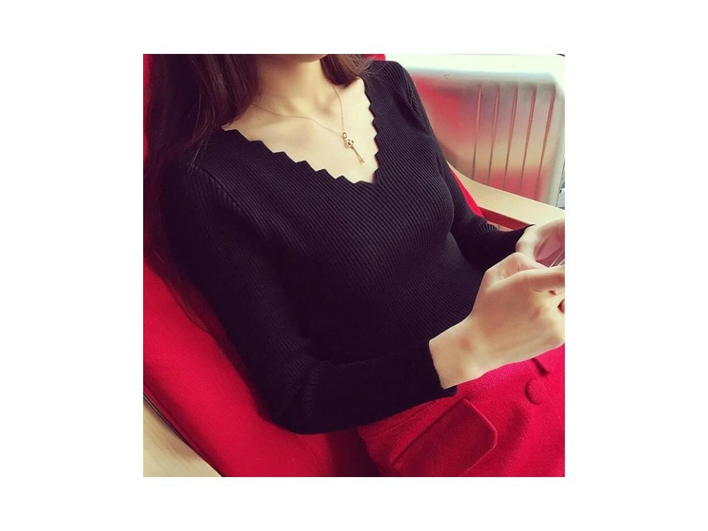 Dámský Svetr Výstřih V 2 barvy