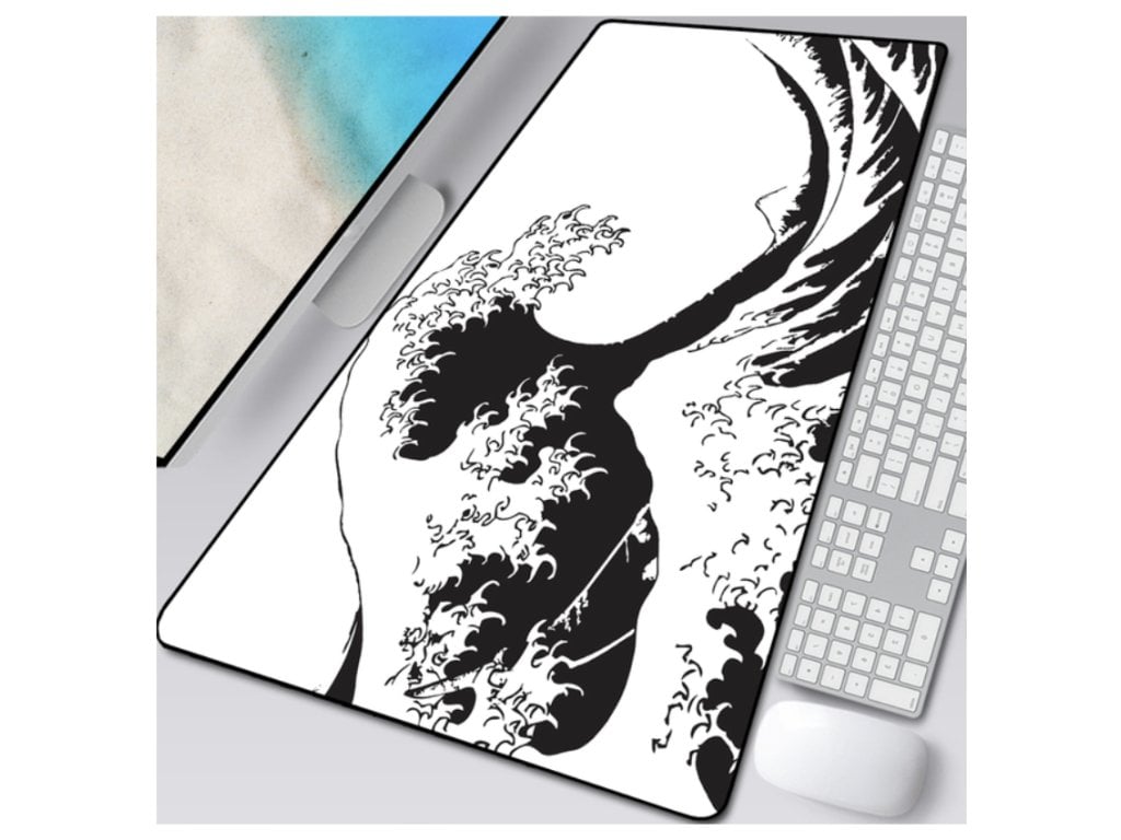 Velká podložka Počítačová herní podložka Vlny černobílá