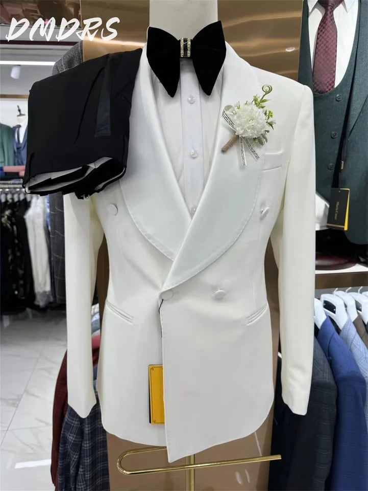 Pánský klasický jednobarevný svatební oblek - elegantní jednořadé sako a kalhoty, formální oblečení