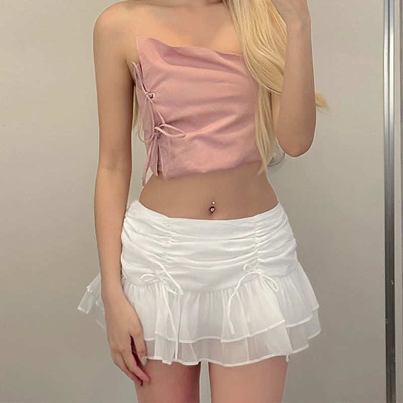 Dámská skládaná minisukně - sexy krátké šaty s vysokým pasem pro letní ležérní nošení do nočního klubu