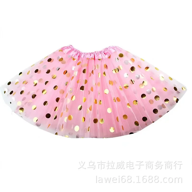 Dámská puntíkovaná flitrovaná tutu sukně - 3vrstvá síťovaná nadýchaná princeznovská poloviční sukně - módní