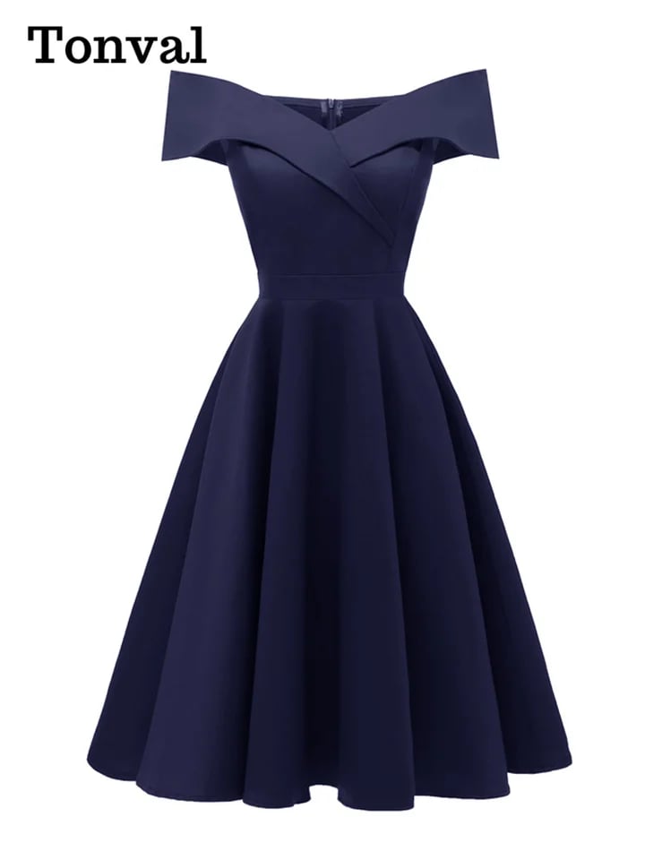 Vintage bavlněné šaty s odhalenými rameny - elegantní střih, zvonové šaty na večírek, večerní ples pro ženy