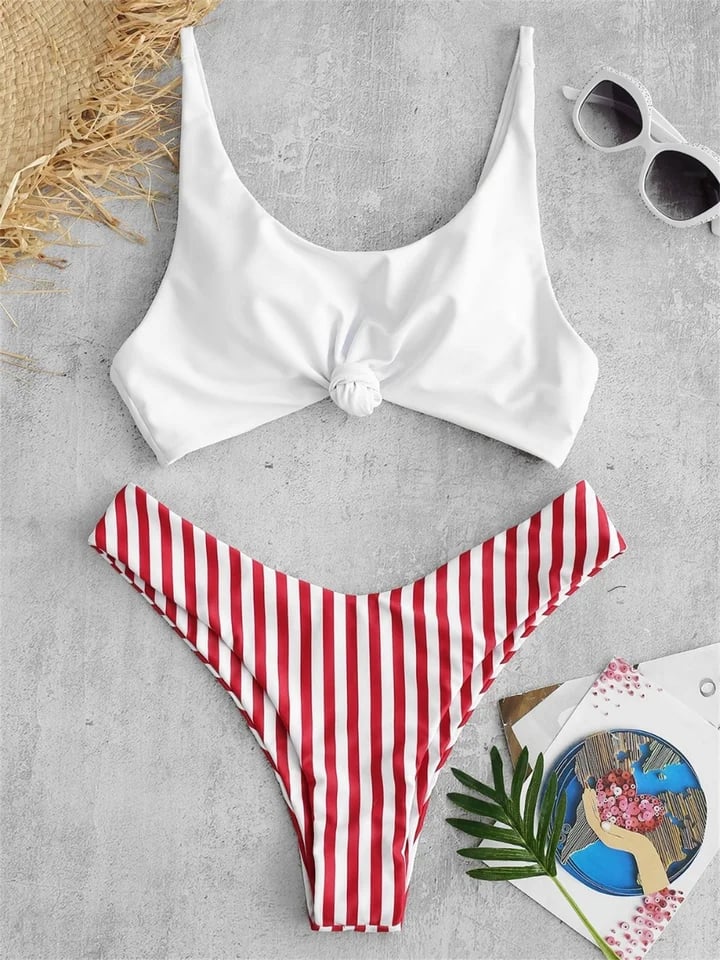 Bikiny set bez ramínek s vysokým pasem - dvoudílné plavky s push-up podrážkou pro ženy, plážové plavky