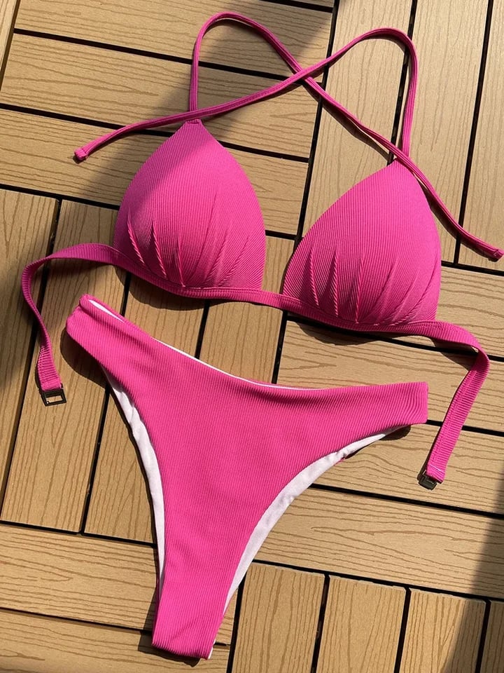 Bikiny s push-up lemem - dvoudílné brazilské plavky pro ženy s oporou košíčků podprsenky