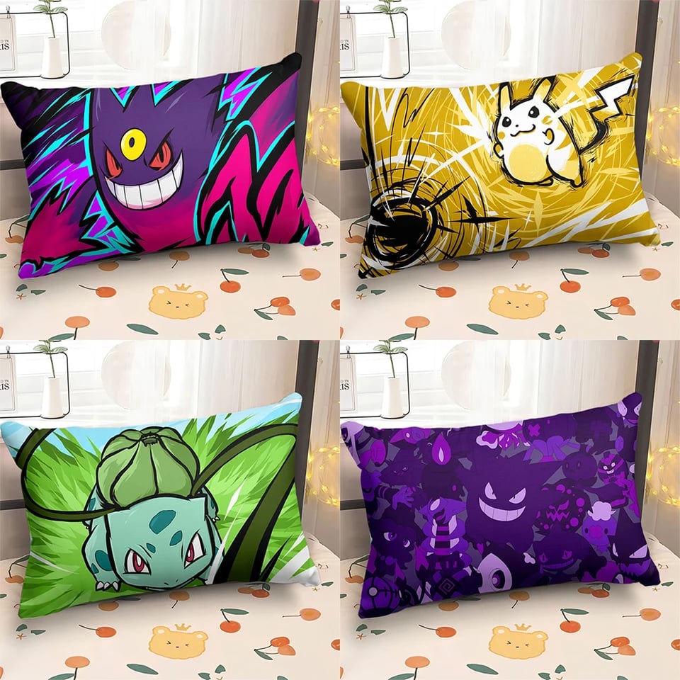 Povlak na polštář s potiskem kawaii Pokémon Pikachu a duchů 40x60 50x70cm na pohovku, dekorace do bytu