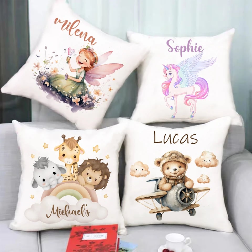Vlastní jméno Design Oheň Polštář Povlak na polštář Dětská ložnicová dekorace Personalizovaný povlak na polštář Narozeninový dárek