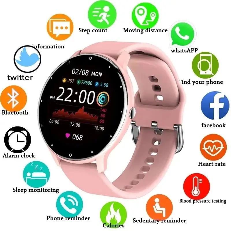 Chytré fitness hodinky s monitorem srdečního tepu, sledovačem aktivity, předpovědí počasí, sportovními hodinkami, vodotěsnými