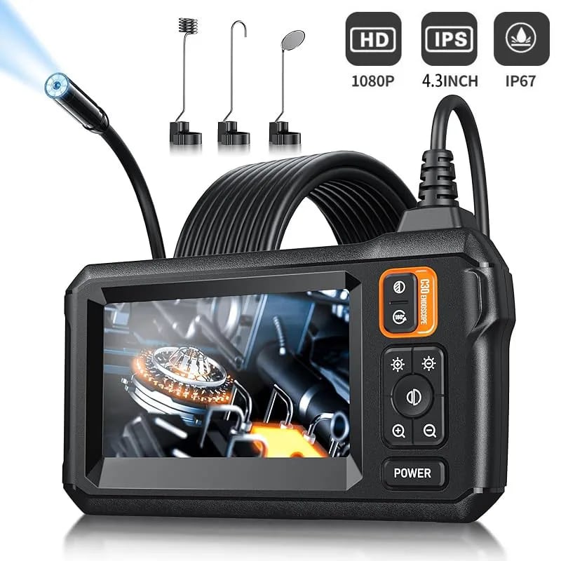 1080P Průmyslová endoskopická kamera 4,3" IPS obrazovka 8mm Vodotěsné potrubí Inspekce automobilů 8 LED