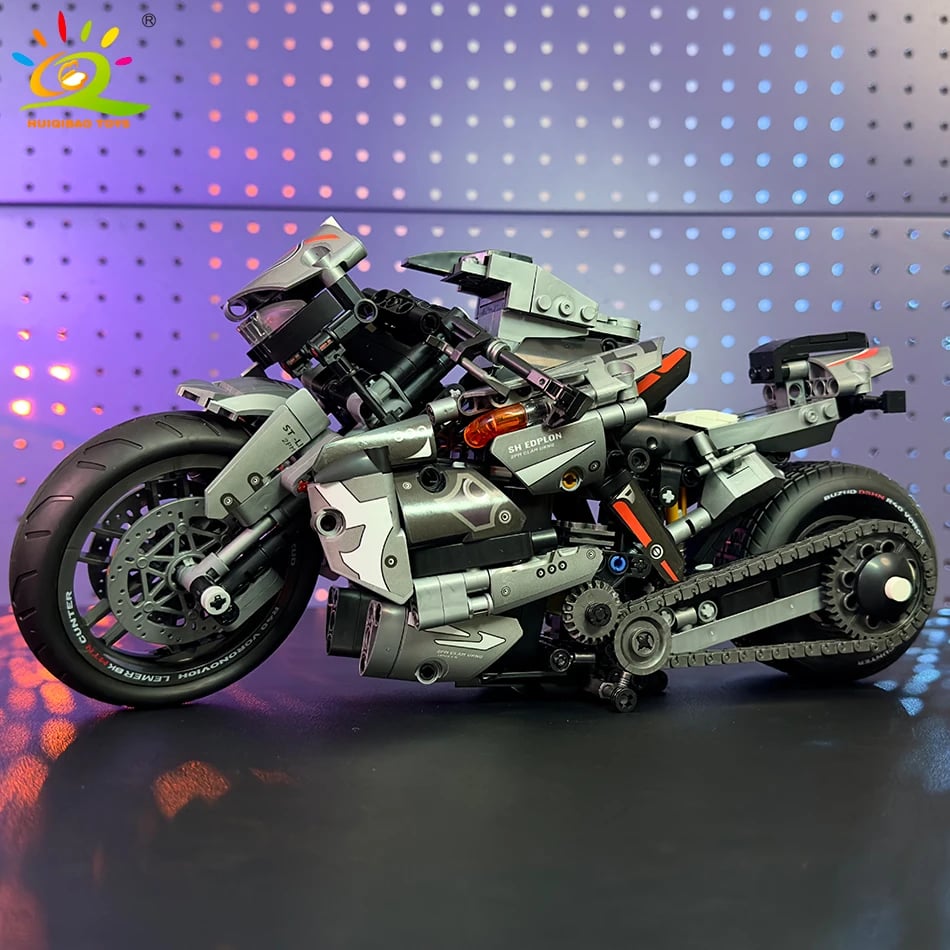 Klasická sada stavebních bloků pro motocykly - Závodní motorka, stavebnice pro děti a dospělé, modelová sada pro město