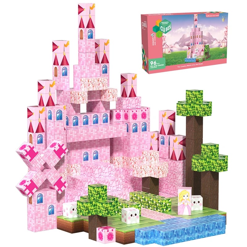 Sada magnetických stavebních bloků Castle - vzdělávací STEM hračka pro děti od 3 let - kreativní hra