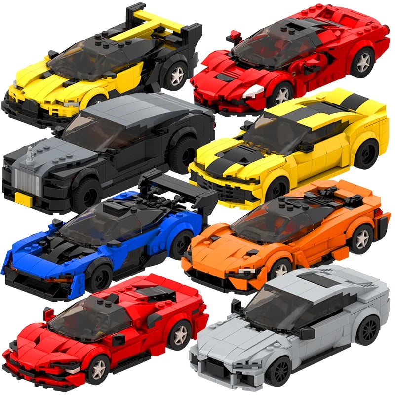 Sada stavebnic Speed Racing Supercar - stavebnice autíček pro děti a dospělé, kreativní hraní