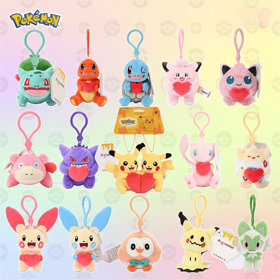 Plyšová klíčenka Pokémon - Pikachu Bulbasaur Gengar Kawaii Plyšová hračka Přívěsek Dárek