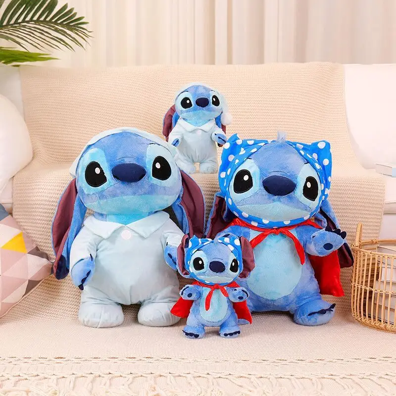 Kawaii plyšová panenka Stitch měkká plněná hračka polštářek pro děti vánoční dárek 25-50cm pyžamový plášť
