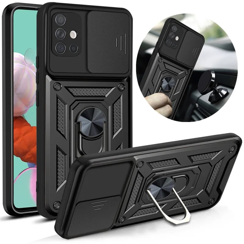 Nárazuvzdorné pouzdro na telefon s magnetickým stojánkem a ochranou fotoaparátu pro Galaxy A11 A31 A51 A71 M11