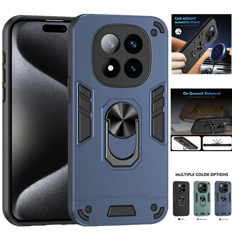 Nárazuvzdorné brnění na telefon s ochranným kroužkem pro Redmi Note 14 Pro 5G Plus