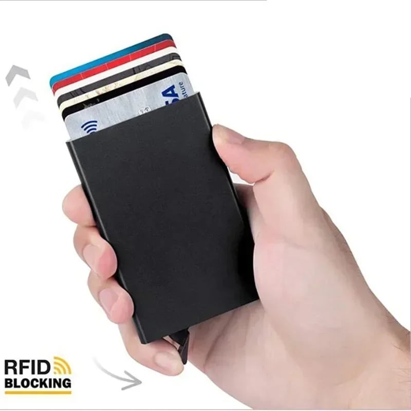 Tenká RFID pouzdro na kreditní karty z hliníku, minimalistická peněženka pro muže a ženy, pouzdro na vizitky